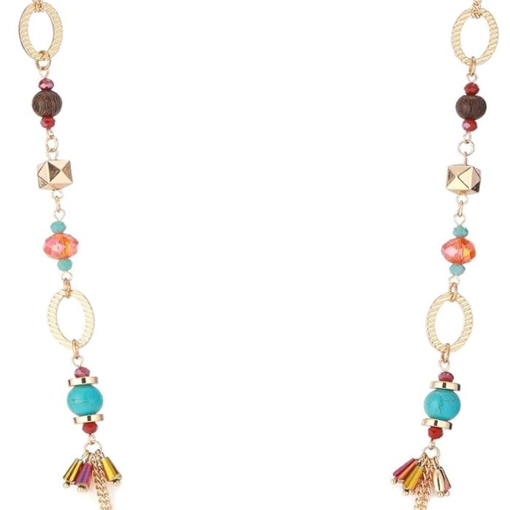 Gold Beaded Long Necklace for Women Boho Chain Statement Jewelry Gift